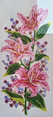 Needlepoint Painted Canvas Gobelin 8019 - Flowers. 12"x24" by Collection D'Art - Image 1 of 3