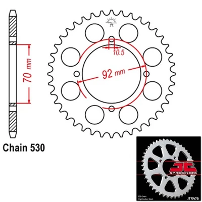 Piñones JT Piñón trasero acero paso 530 33 dientes Kawasaki KH 400 (1976-1978) Foto 1 de 2