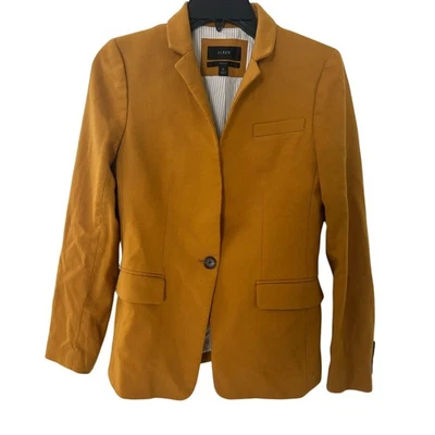 Novo sem etiquetas J. Blazer feminino Crew Regent lã mostarda dourada com forro rosa - Imagem 1 de 4