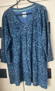 Mantaray Navy Floral Print 3/4 Sleeve Jersey Tunic Top Size 20. Pockets. Worn - Picture 1 of 8