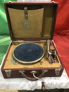 Phono-Valise Phonographe 78 Tours Marque Robin Anglais Ans 20/30 Fonctionnant - Picture 1 of 8