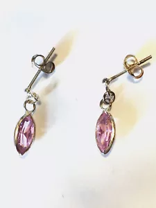 Orecchini a goccia in argento sterling (925) con zirconi rosa e zirconi. - Foto 1 di 2