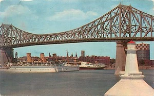 Postcard Montreal P Q Canada Jacques Cartier Bridge pm 1956 - Picture 1 of 2