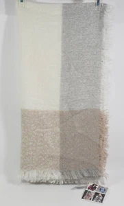 Collection 18 Women's Frayed Hem Fringe Wrap Shawl Scarf-Cream-Beige-Taupe-Gray - Picture 1 of 5