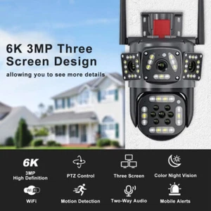 6K 3MP PTZ Control Camera 8X Zoom Dual Lens Three Screen w/AI Auto Tracking - Picture 1 of 21
