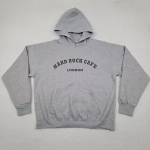 Vintage Hard Rock Cafe London Pullover Hoodie Large L Gray Poly Cotton Blend UAE - Picture 1 of 9
