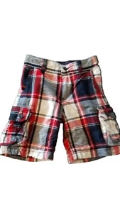 Faded Glory Red, White & Blue Plaid Boy's Cargo Shorts Size 5 EUC - Picture 1 of 10