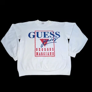 Vintage 1992 Guess Jeans USA Rundhalsausschnitt Sweatshirt weiß groß Georges Marciano - Bild 1 von 12