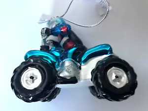 Four Wheeler Blue Blown Glass Christmas Tree Ornament Holiday NEW - Picture 1 of 2