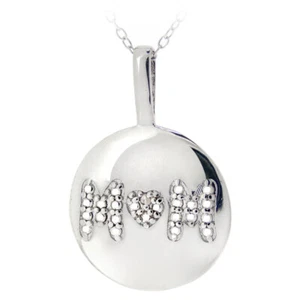 925 Silver Diamond Accent MOM Circle Necklace, 18" - Picture 1 of 3