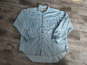 VTG Levis Shirt Mens XL Blue Striped Denim Chambray Button Long Sleeve Cotton - Picture 1 of 18