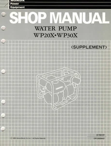 Bomba de agua manual de reparación/servicio al propietario/concesionario Honda genuino fabricante de equipos originales WP20X WP30X - Imagen 1 de 1