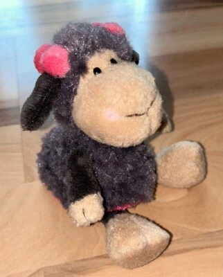 Nici Kuscheltier Schlenker Jolly Mäh Schaf Lucy, grau, Kleid, ca. 15 cm - Bild 1 von 4
