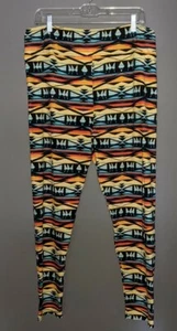 LuLaRoe TC2 (18+) Black, Orange, Blue, & Yellow Diamond/Striped Leggings- EUC - Picture 1 of 5