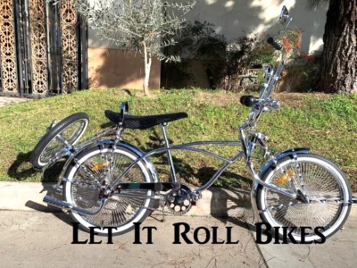 CUSTOM 20" Chrome Lowrider Bike 144 Spokes Spare Wheel Mirrors Coaster Brake - Image 1 of 4