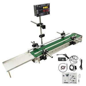 23.62" PVC Belt Conveyor with Double Guardrail and Fiber Optic Sensor 110V - Picture 1 of 23