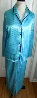 NUEVO CONJUNTO DE PIJAMA MUJER AZUL SATINADO con LUNARES GILLIGAN & O'MALLEY TALLA MEDIANA Foto 1 de 4