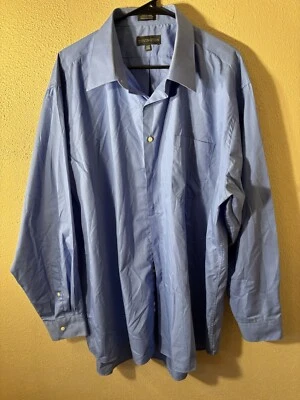 Camisa de vestir de manga larga Covington para hombre talla XL 17-17 1/2 36-37 azul sin arrugas Foto 1 de 2