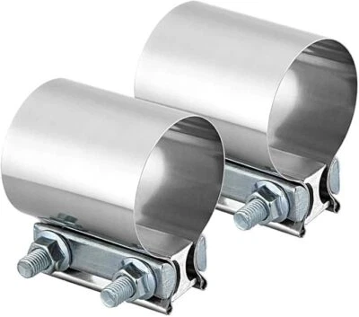 2PCS 2.5 Inch Butt Joint Band Exhaust Clamp Sleeve Coupler T304 Stainless Steel - Image 1 of 4