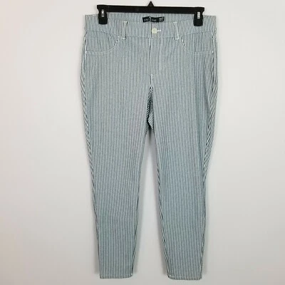 Pantalones elásticos cónicos a rayas azules blancos ONE 5 ONE para mujer ~ talla 1X Foto 1 de 4