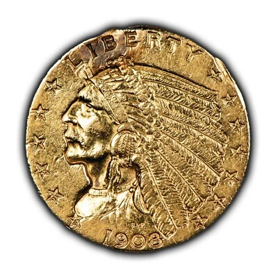 1908 G$2.50 Indian Head Gold Quarter Eagle - AU Details - SKU-G2779 - Image 1 of 4