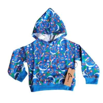 Sudadera con capucha de felpa francesa estampada para niños Cristina Martínez, flor azul P talla 3 Foto 1 de 4