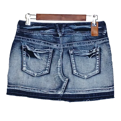 Vanity Premium Collection Mujer Denim Mini Falda Talla 28 Lavado Ácido Desgastada Foto 1 de 4