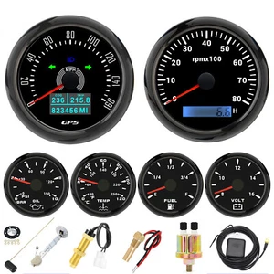 6 Gauge Set 85mm Boat GPS Speedometer 0-160MPH Tachometer 0-8000RPM with Senders - Picture 1 of 24