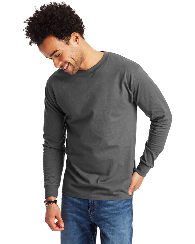 Hanes Adult Long Sleeve Beefy-T T-Shirt - 5186 - Image 1 of 1