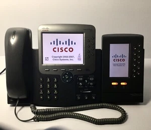 Pantalla a color de teléfono IP Cisco CP-7975G + expansión CP-7916 + adaptador de CA + soporte - Imagen 1 de 5