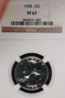 1958 Proof Washington Silver Quarter NGC PF67 *DoubleJCoins* W-JL1100-372 - Image 1 of 2