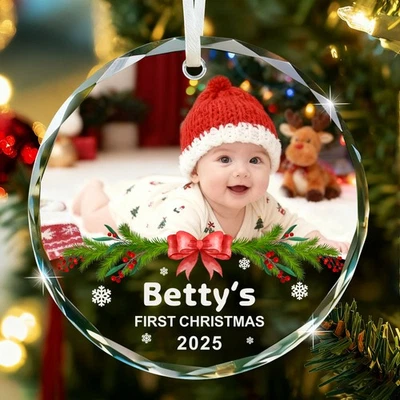 HOWSON LONDON Personalised Baby's First Christmas Bauble Acrylic Xmas Tree Ornament Baby Gifts