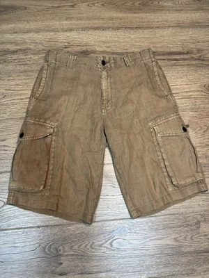 Lucky Brand Men’s Baggy Linen Cargo Shorts Size 32 Beige Lightweight - Image 1 of 4