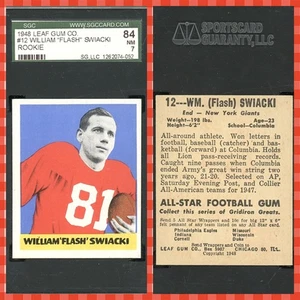 1948 Leaf Gum #12 William "Flash" Swiacki ROOKIE BLACK NAME ON FRONT - SGC 7 NM - Picture 1 of 3