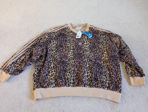 Adidas Essentials Damen-Sweatshirt Rundhals Leopard Luxe Trefoil-Druck XL neu mit Etikett - Bild 1 von 13