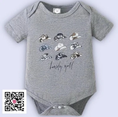 Baby Howdy Y’all 0-3M 1 pieza Body Vaquero Vaquera Texas Western Gris Foto 1 de 4
