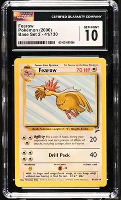 CGC 10 GEM MINT Fearow 041/130 POKEMON Base Set 2 **OG OLD SCHOOL** - Image 1 of 2