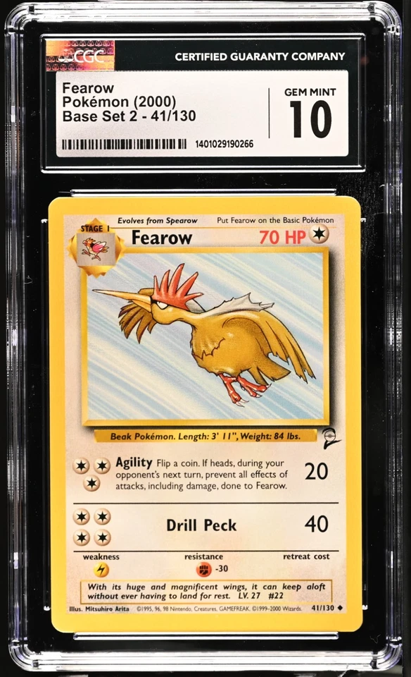CGC 10 GEM MINT Fearow 041/130 POKEMON Base Set 2 **OG OLD SCHOOL** - Image 1 of 2