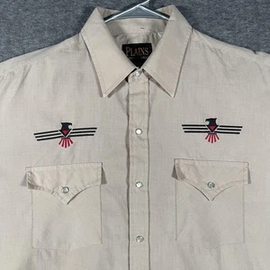 Plains Western Wear Shirt Mens Large Thunderbird Pearl Snap Embroidered VTG - Picture 1 of 7