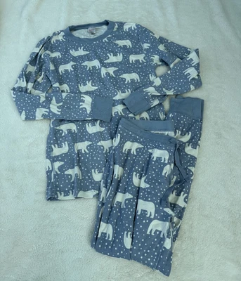 Hanna Andersson Blue Snowy Polar Bear Winter Organic Cotton PJs Women's  M/L - Image 1 of 4