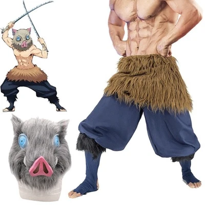 Anime Demon Slayer Kimetsu no Yaiba Hashibira Inosuke Cosplay Costume Outfit UK - Image 1 of 4