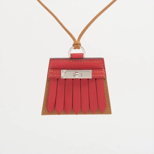 Collana Hermès Mon Petit Kelly GM pelle x metallo rosso x marrone