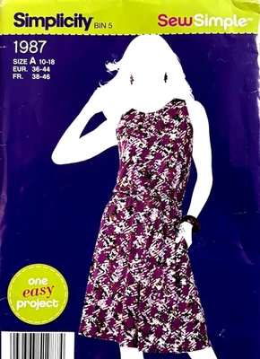 Simplicity SEW SIMPLE Sewing Pattern 1987 EASY Pullover Dress Sizes 10 - 18 - Image 1 of 3