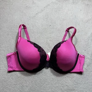 Cacique Bra Womens 46C Pink Black Lace Accent Back Closure Adjustable Strap Top - Picture 1 of 9