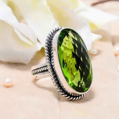Peridot Gemstone 925 Sterling Silver Jewelry Ring, Christmas Gift, Elegant Ring - Image 1 of 4