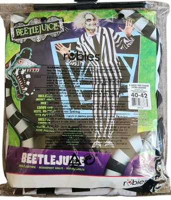 Hombre Beetlejuice Disfraz Rubíes 2024 XL 40-42 Nuevo Chaqueta Pantalones Dickie Foto 1 de 2