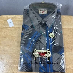 Camisa Youngbloods Auténtica Western De Colección Para Hombres L Perla A Presión Abotonada Azul Gris - Imagen 1 de 8