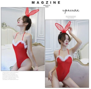 Sexy Women Lingerie G-string Set Bunny Girl Cosplay Babydoll Nightwear Bodysuit - Picture 1 of 11