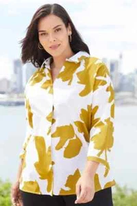 BNWT STUNNING BREATHABLE MUSTARD 100% COTTON SHIRT 3/4 SLEEVES BY SARA SIZE 20 - Picture 1 of 2