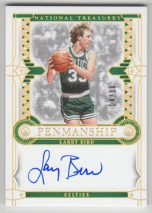 2023-24 Panini National Treasures Larry Bird Penmanship Gold Auto On Card /10 - Picture 1 of 4